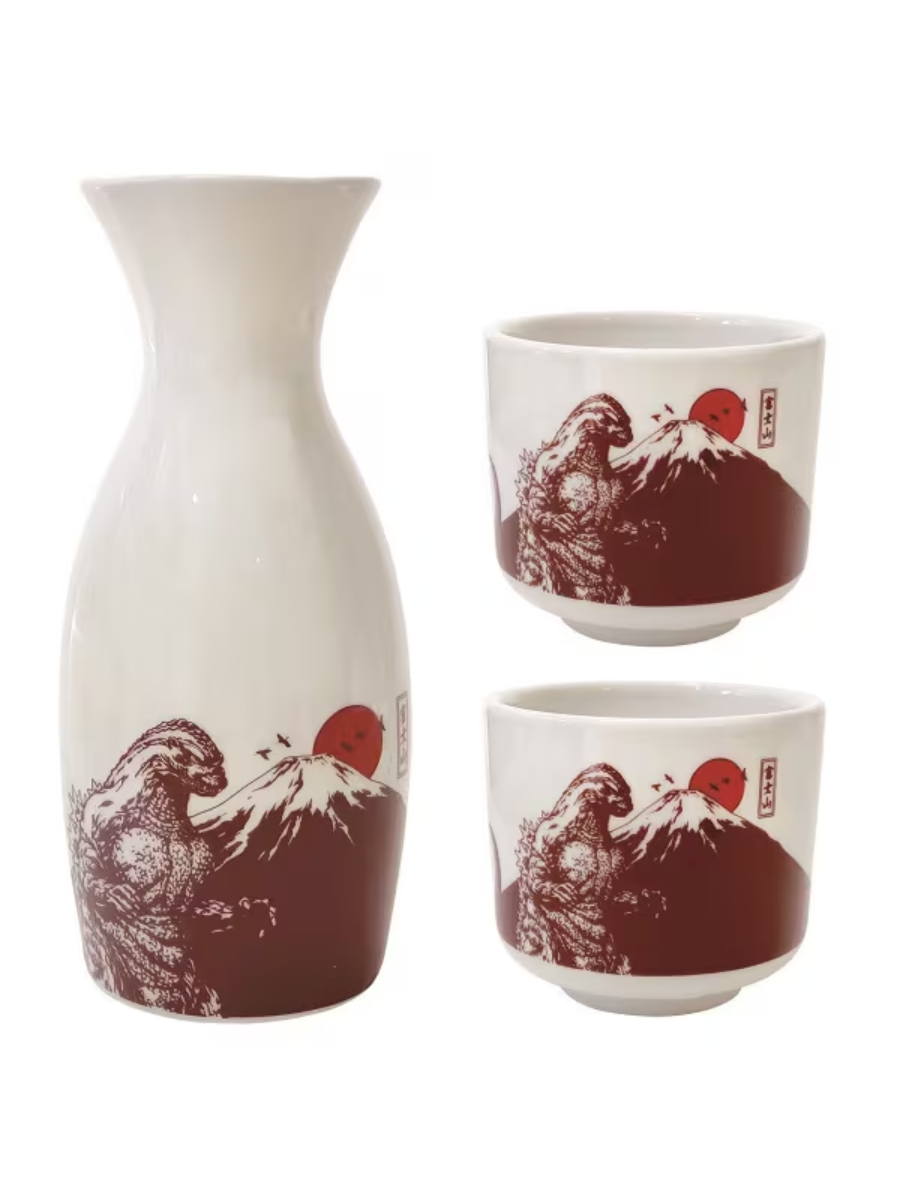 Toho Godzilla Sake Tokkuri and Ochoko Ceramic A Set – HARUYAMA