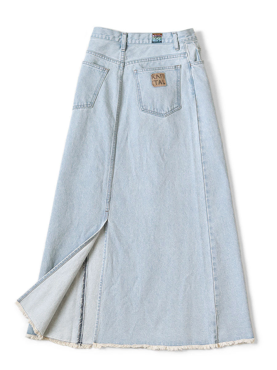 Kapital 13oz Denim High Waisted Maxi Skirt (Processed