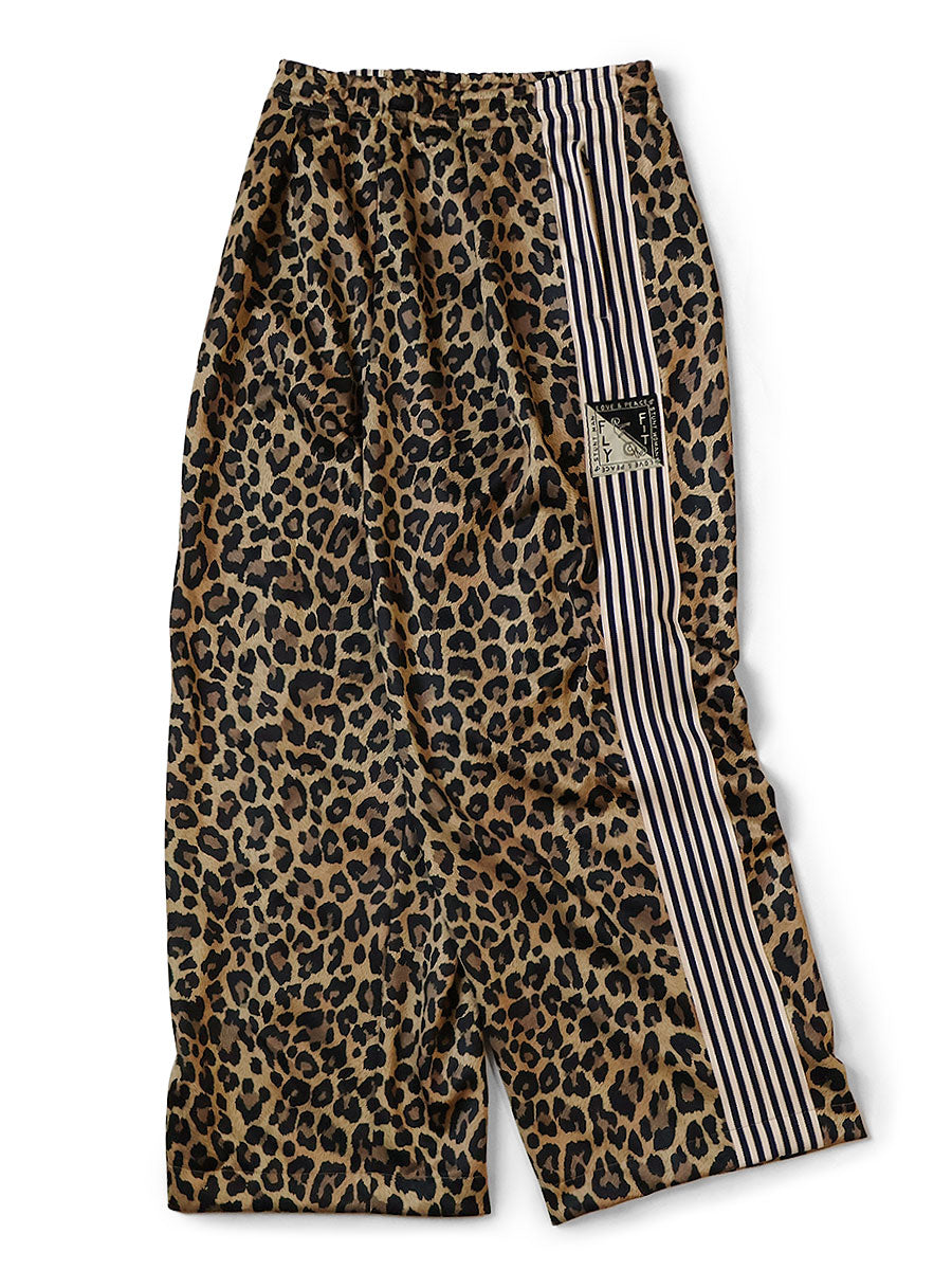 Kapital Stuntman Woman Baggy Track Pants in Smooth Jersey Leopard