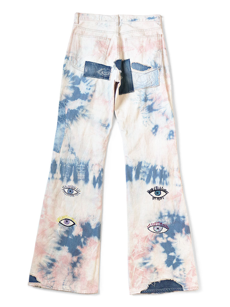 Kapital 14oz Denim 5P Tie-dye Rat Flare Pants (Crazy Dixie Remake