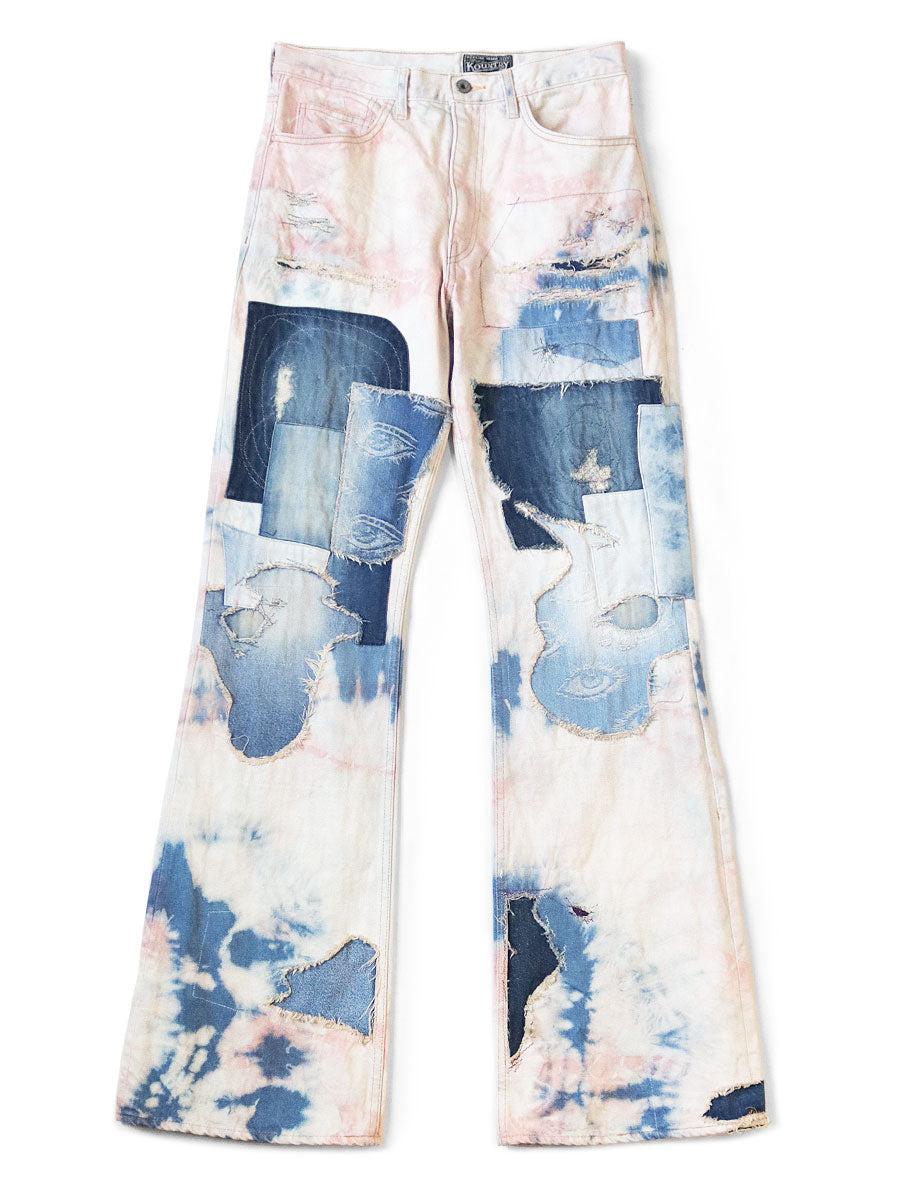 Kapital 14oz Denim 5P Tie-dye Rat Flare Pants (Crazy Dixie Remake