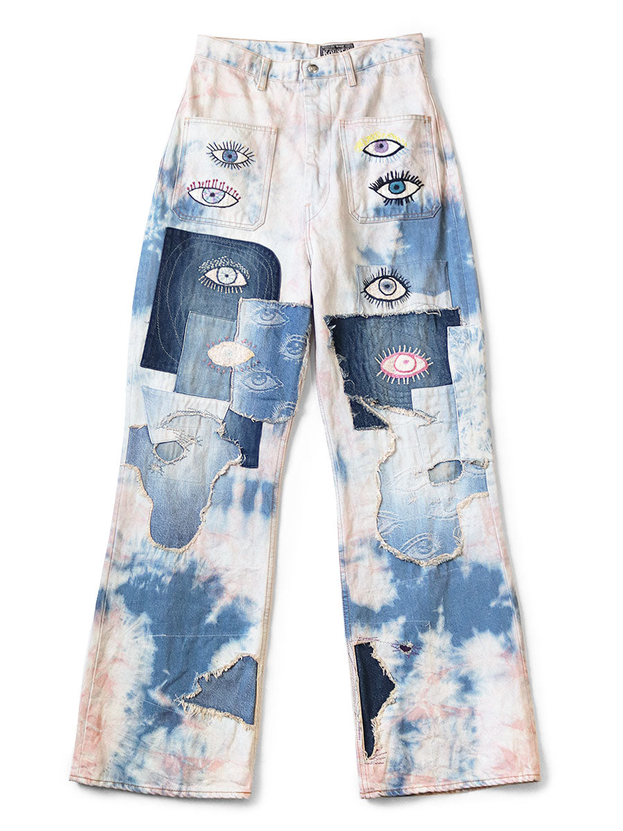 Kapital 14oz denim tie-dye baggy flare pants (Crazy Dixie remake