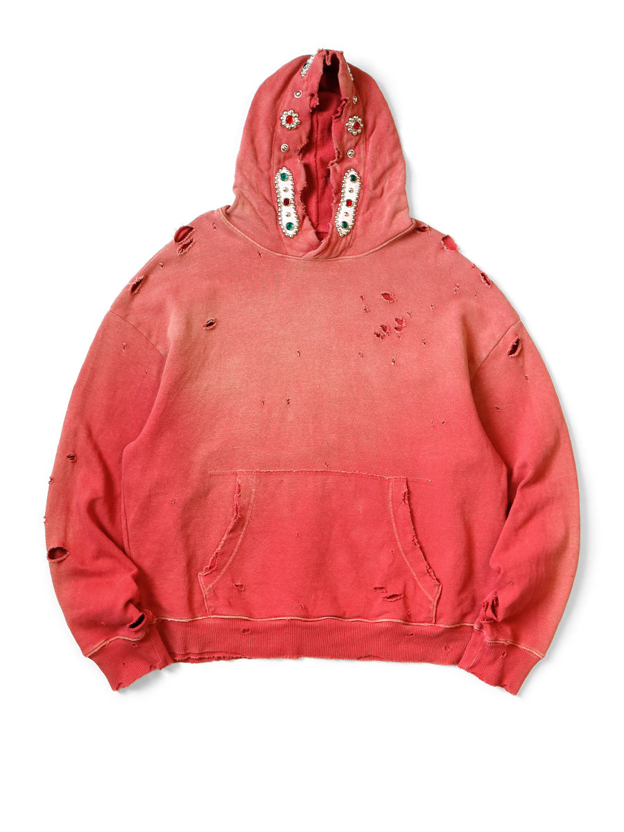 Kapital Fleece Thriller Damaged Hooded Sweatshirt (Stud Remake