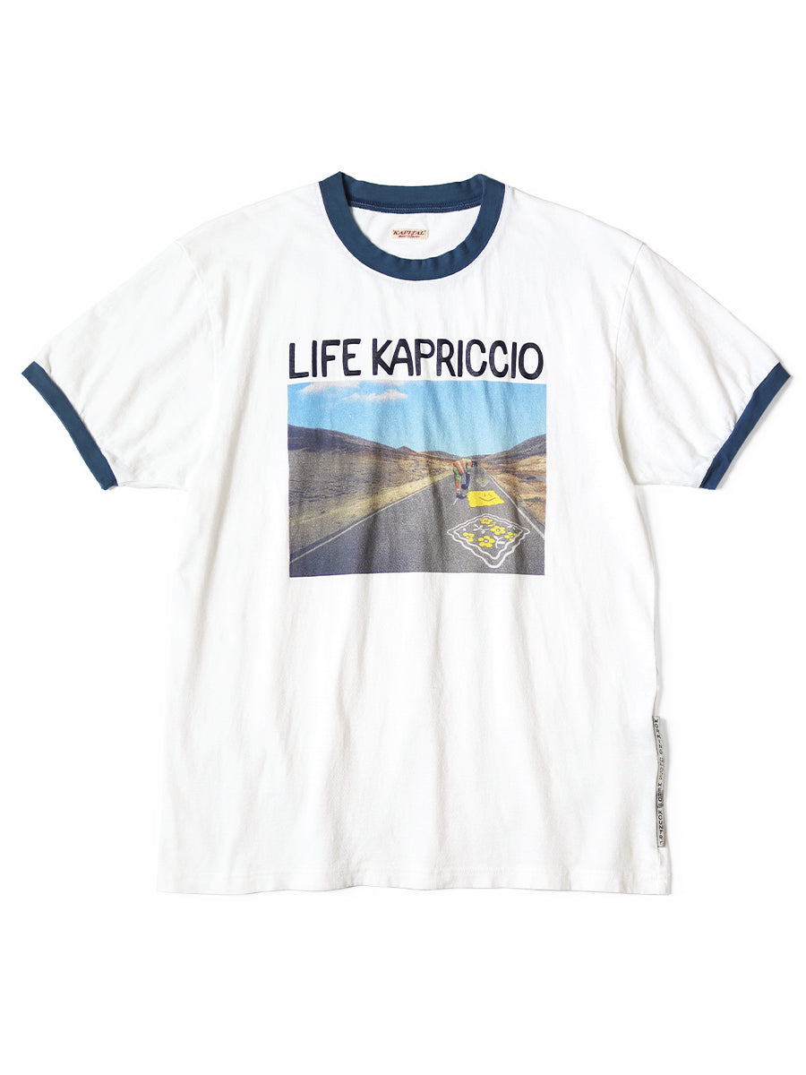 トップス Kapital 20 Tenjiku Ringer T-Shirt Life Kapital 20 Tenjiku Ringer T-shirt (LIFE KAPRICCIO ROAD SIGN