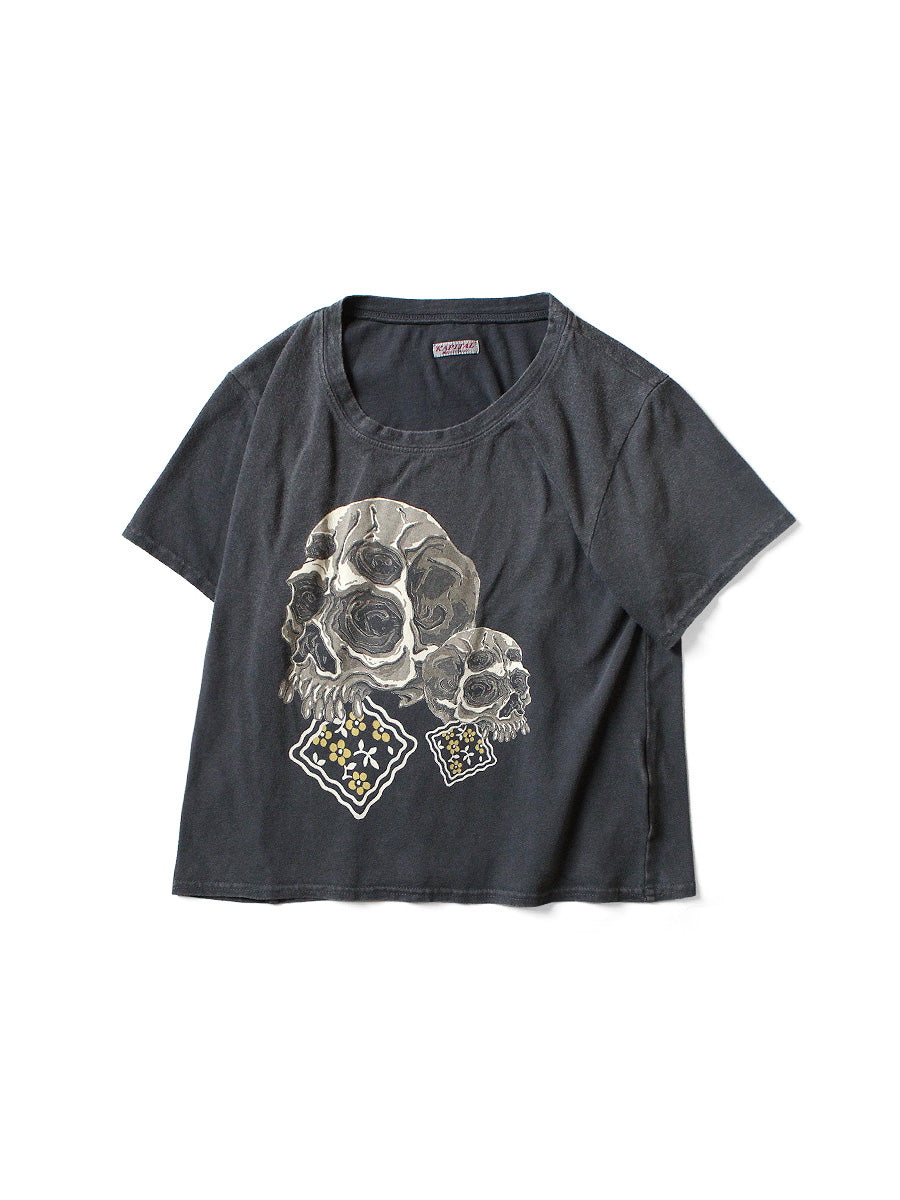 Kapital 20/- Jersey Cropped T-shirt (Peckish Rain Skull pt) Tee