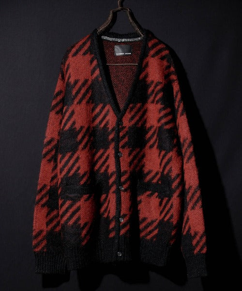 Number Nine Buffalo Check Mohair Knit Cardigan