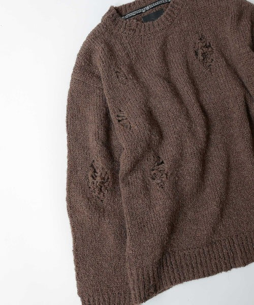 Number Nine Wool Alpaca Ripped Knit Pullover