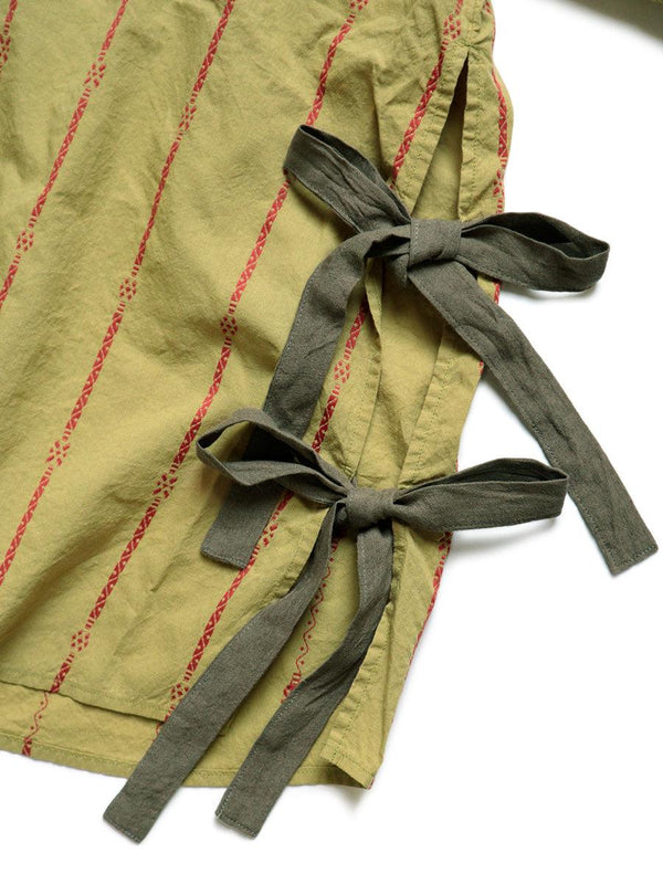 Kapital Cotton linen siamese stripe band collar tibetan shirt Ls  _K2103LS027