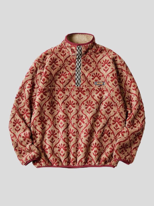 Kapital Yosemite Arabesque Pattern Fleece Snap T sweater