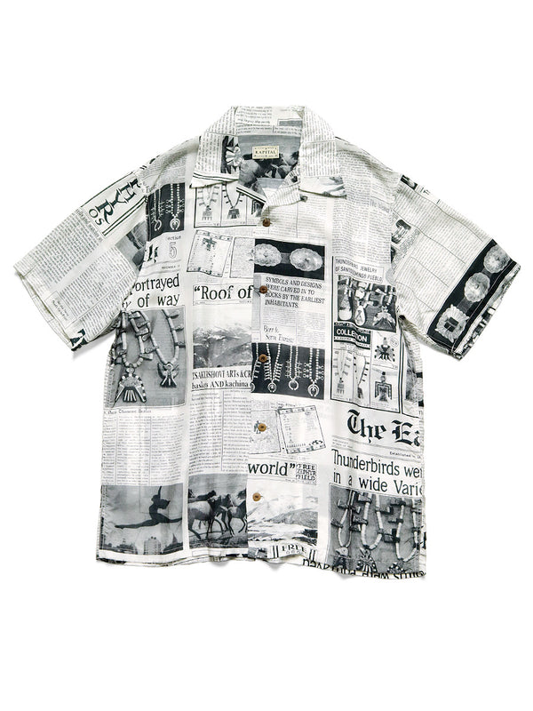 Kapital Silk Rayon Pueblo News News Paper Pattern Aloha Shirt (short sleeve)