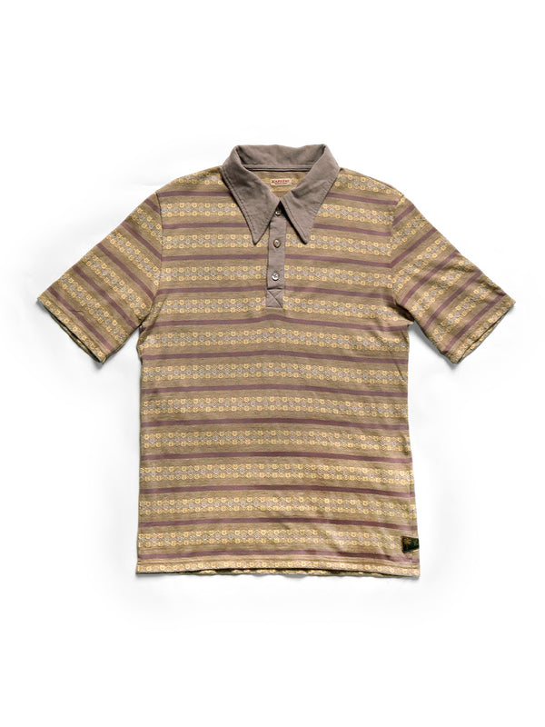 Kapital Sunrise jacquard border cotton sheeting daiquiri polo shirt