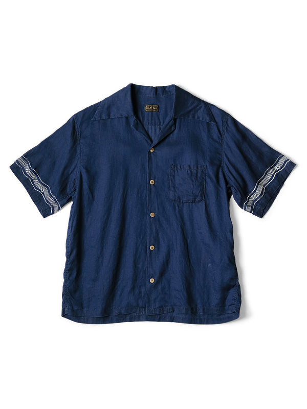 Kapital French cross linen rangle collar aloha shirt (souffle crest pt) short sleeve