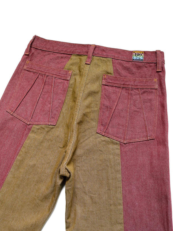 Kapital 12oz color denim 2TONE gypsy flared pants - HARUYAMA