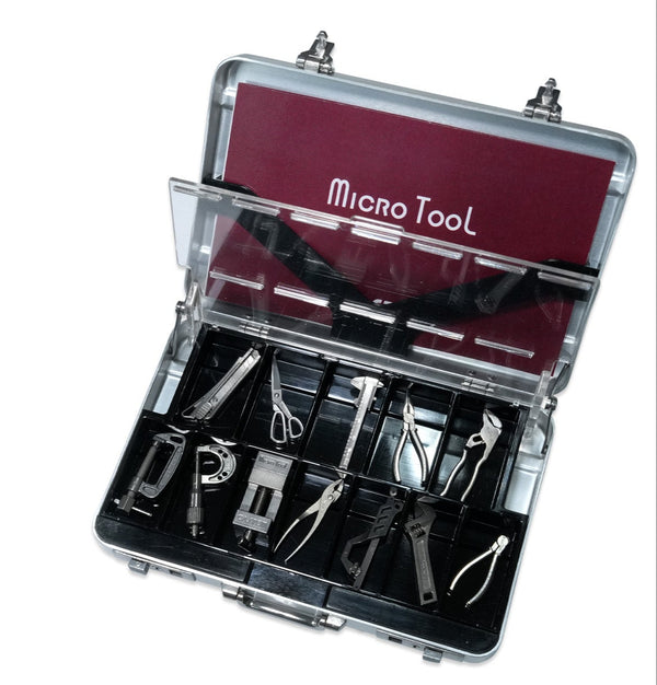 12 Types Micro Tool Set Miniature Collectibles Attaché Case Dad Gift