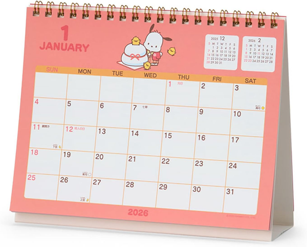 Sanrio 622176 Ring Calendar 2026 Pochacco Tabletop Paper Calendar