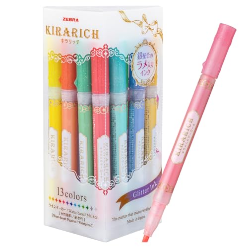 Zebra Kirarich Glitter Highlighter Set 13 Colors WKS18-13C