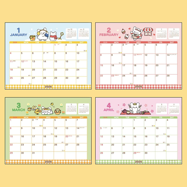 Sanrio 622206 Ring Calendar 2026 Ghosts Tabletop Paper Calendar