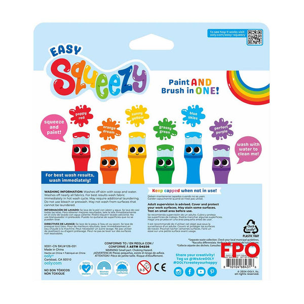 Ooly Easy Squeezy Poster Paint Brush Set 6 Pack