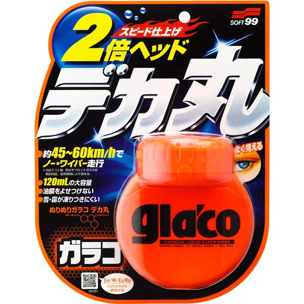 SOFT99 Nuri-Nuri Glaco Dekamaru 120ml – Large Head Glass Water Repellent for Cars