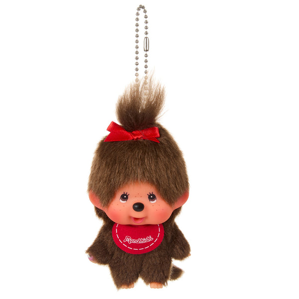 Monchhichi Girl Face-Deka SS Mascot Plush Keychain