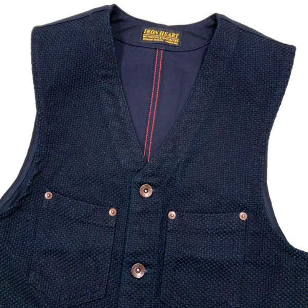 Iron Heart IHV-50 Indigo Sashiko Style Work Vest 14oz