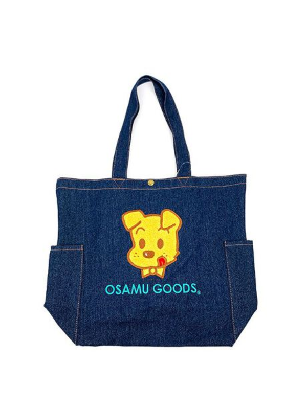 Osamu Goods Denim Tote Bag Embroidered Dog Navy
