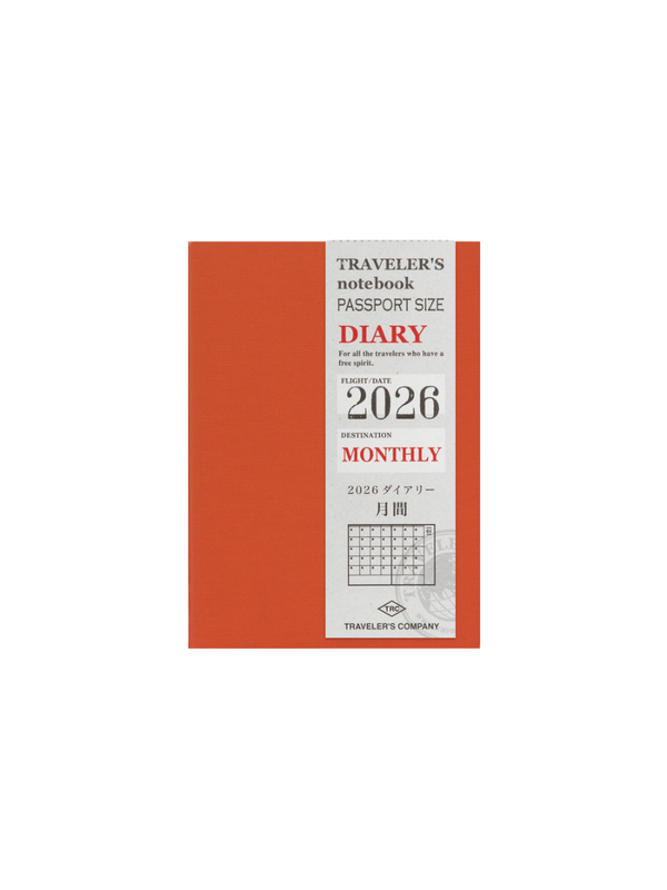 Traveler’s Notebook Passport Size 2026 Monthly Diary Refill