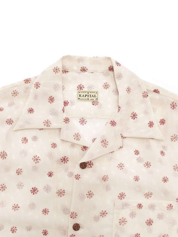 Kapital Sheer Sarasa Pattern Short-Sleeved Open-Collar Shirt