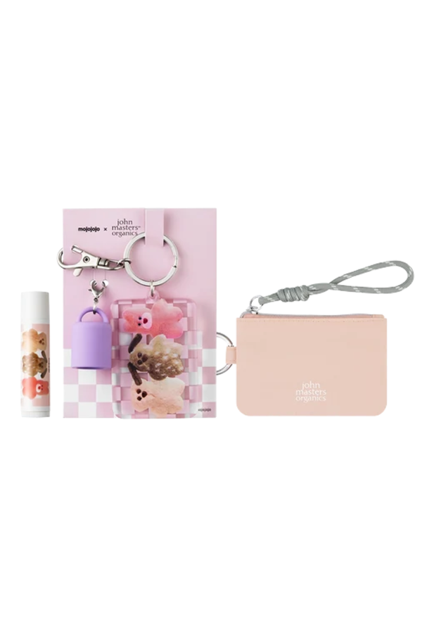 mojojojo × John Masters Organics Lip Calm Keychain & Pink Charm Pouch Set