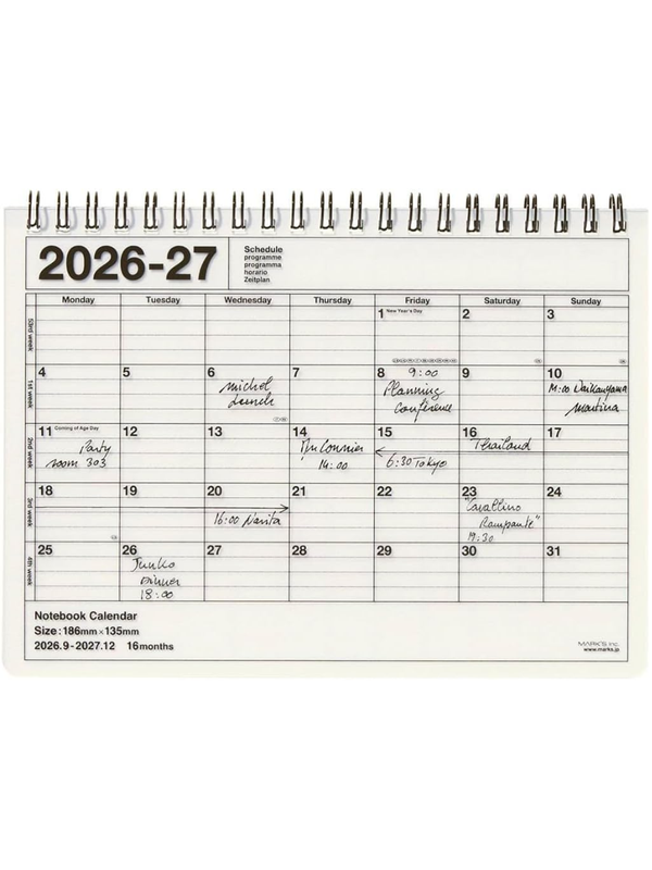 MARK'S 2027 Notebook Calendar Planner B6 September 2026 Start 27ADR-NB2