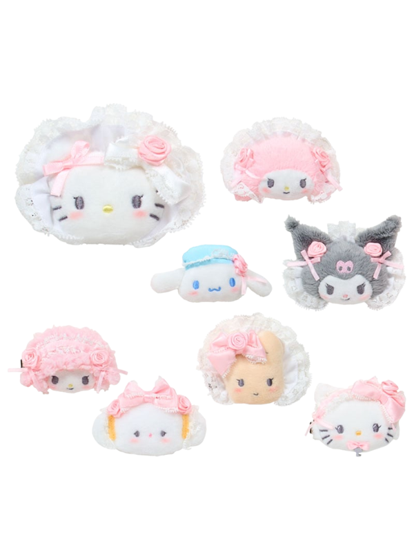 Sanrio Characters Secret Hair Clip (White Frill) Set (Box of 8 Pieces)
