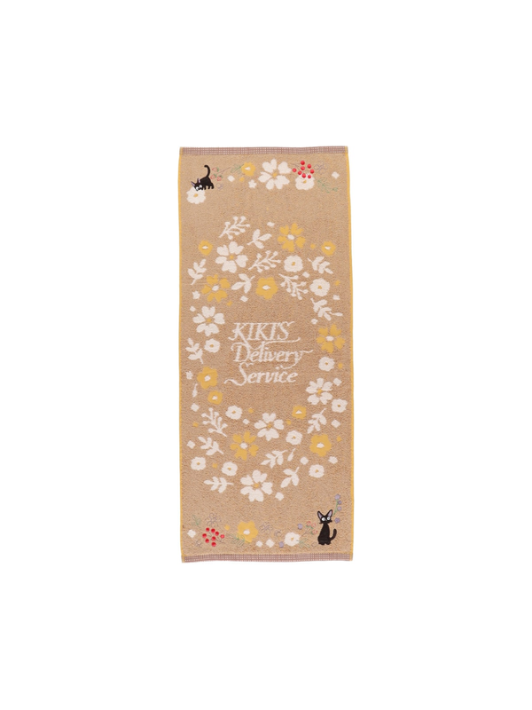 Kiki’s Delivery Service Sepia Flower Face Towel Organic Cotton Embroidered