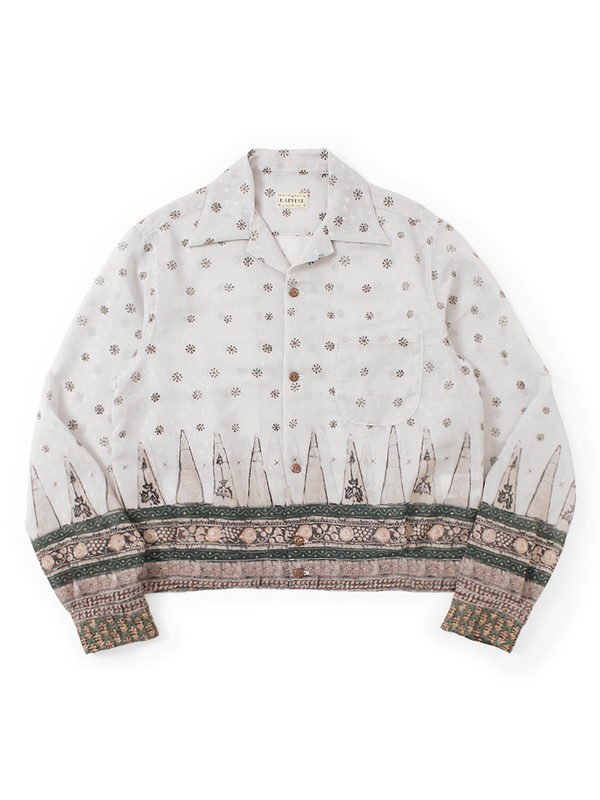 Kapital Sheer Sarasa Pattern Open Collar Shirt Drizzler
