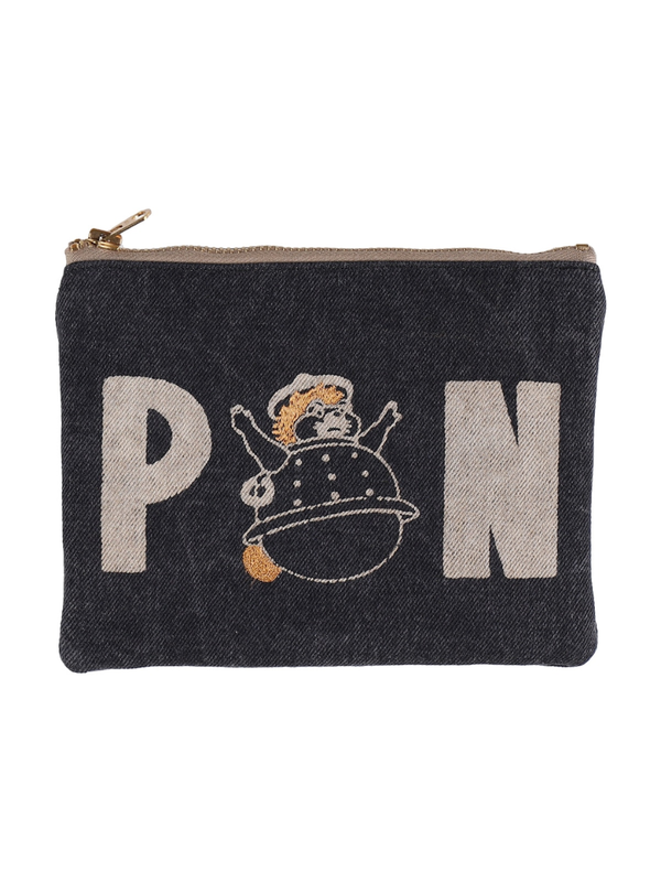 Pom Poko Shokichi Black Denim Pouch