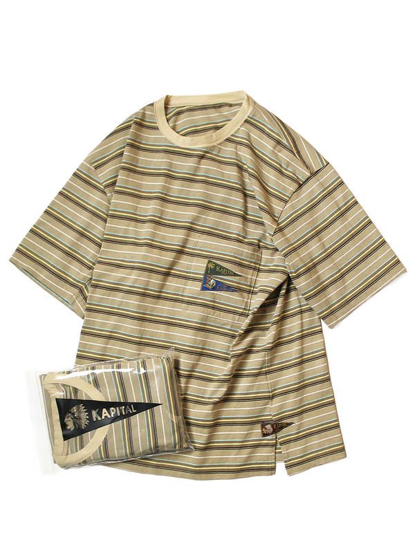 Kapital Multi-Border Jersey Pennant T-Shirt (3flags)