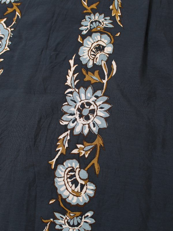 Kapital Silk Rayon Toggle Maile Print Long-Sleeve Open-Collar Shirt
