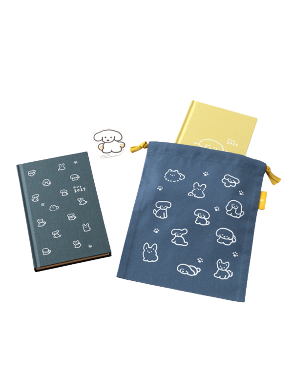 Midori 2027 Japanese Dog Diary B6 Slim Monthly & Weekly Planner
