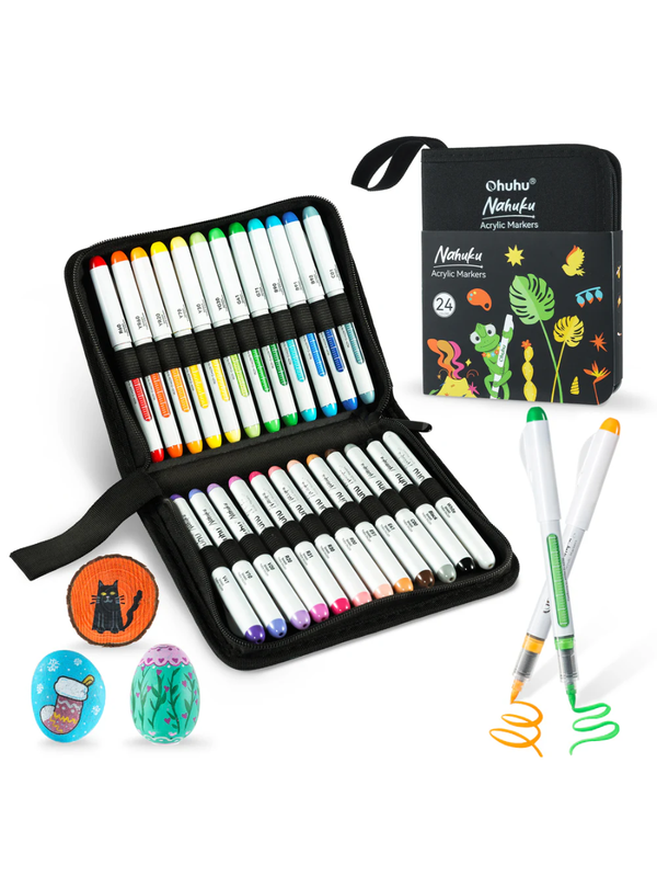Ohuhu Nahuku Acrylic Paint Markers Set  24 Colors Direct Ink Flow Pens
