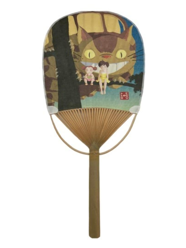 My Neighbor Totoro Catbus Satsuki & Mei Oval Bamboo Hand Fan