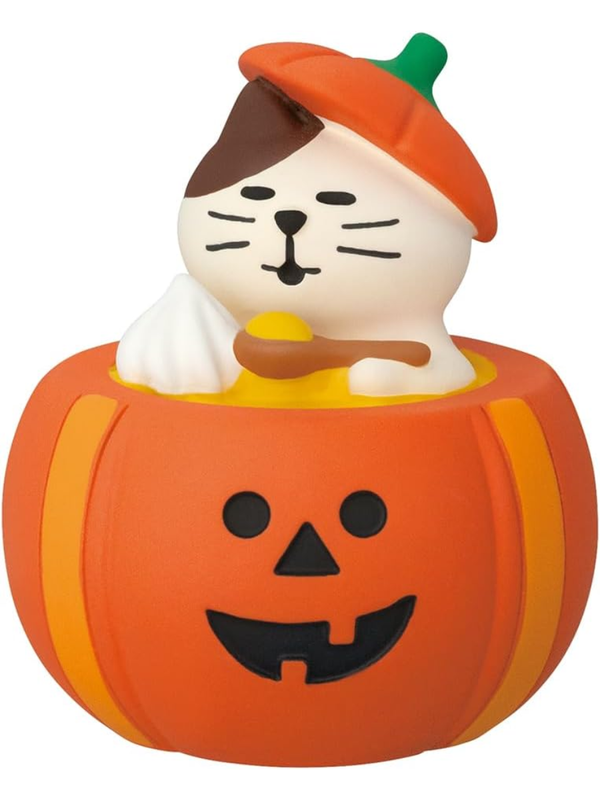【Pre-Order】DECOLE concombre Cat Pumpkin Pudding Halloween Mini Mascot Figurine