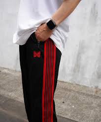Needles 24ss EXCLUSIVE Track Pant - Poly Smooth - Black×Red