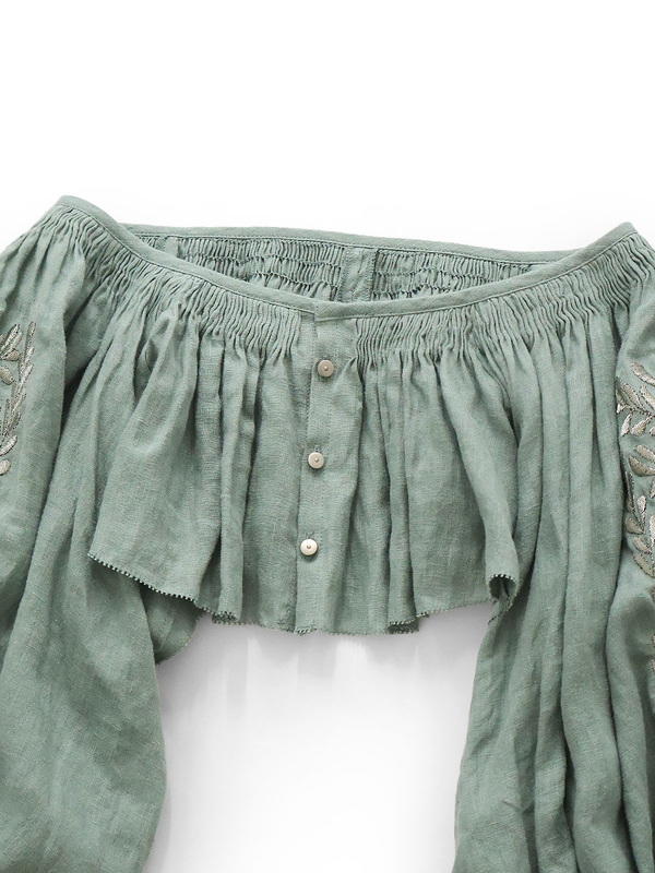 Kapital Linen Smocking Buffant Viola Bolero Jacket women