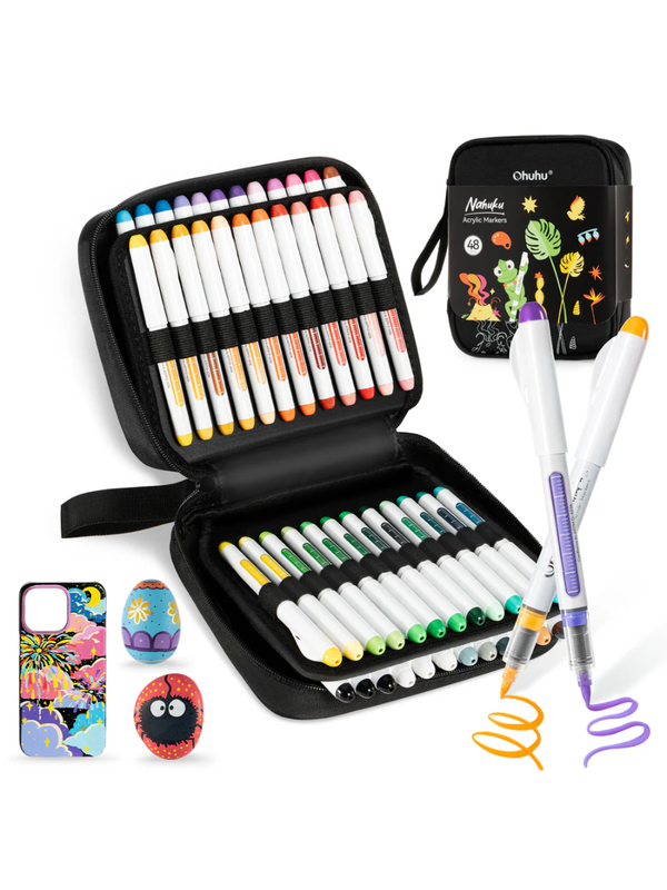 Ohuhu Nahuku Acrylic Paint Markers Set  48 Pack with 44 Colors (Extra Black & White)