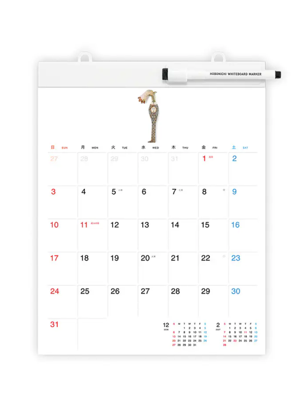 Hobonichi Whiteboard Calendar 2027 Medium Size