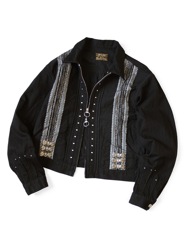 Kapital 12oz Arrow Pattern Jacquard Denim Drizzler Jacket