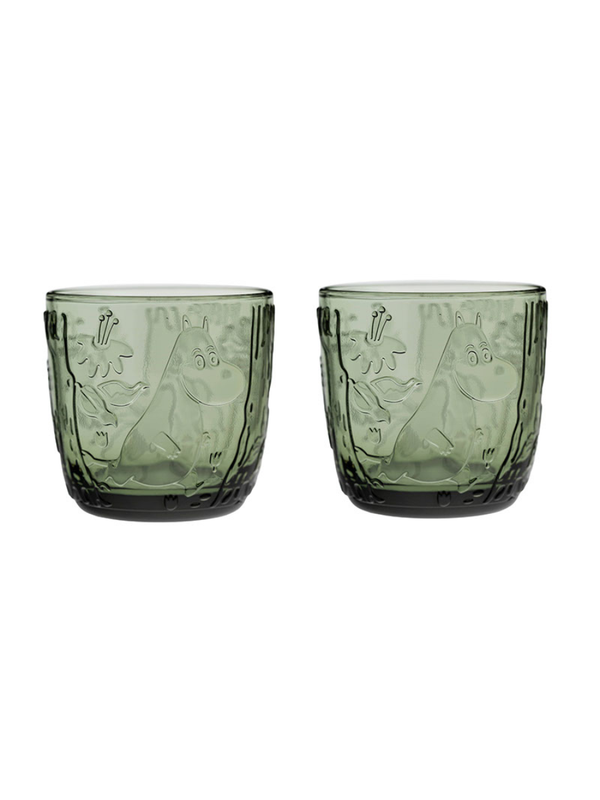 Moomin Arabia Pine Green Tumbler Glass Pair