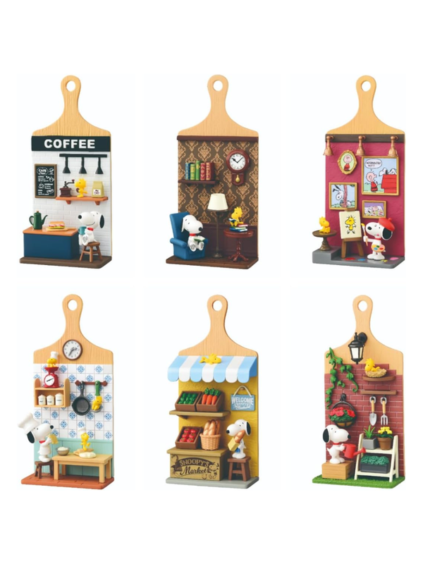 Snoopy Miniature Board Figure Set – Peanuts Collectible Display Boards, 6pcs Box