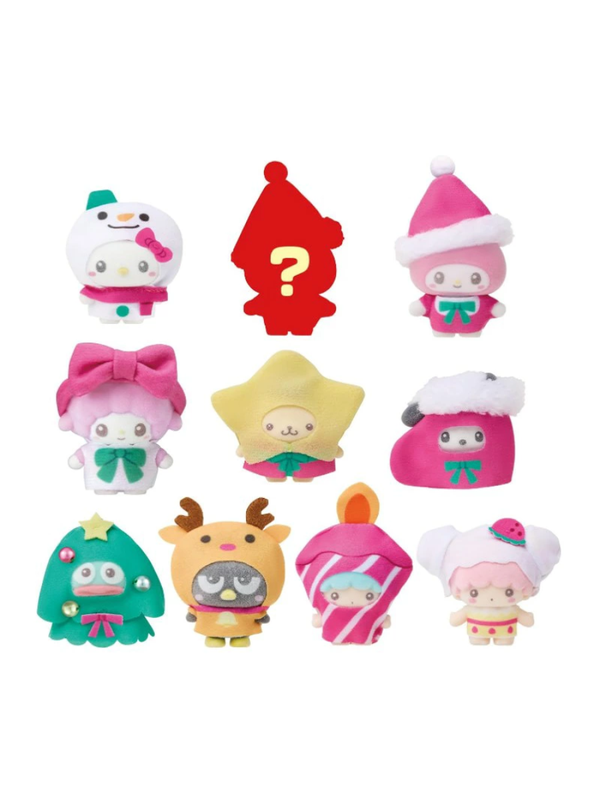 Puchitomo Sanrio Characters Christmas Mini Flocked Doll Blind Box