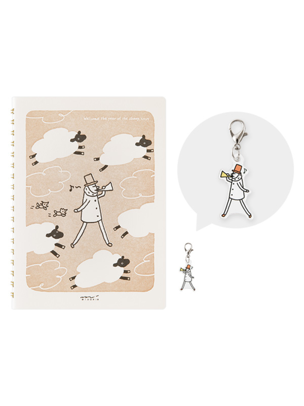 Midori Ojisan B6 Ring Notebook & Acrylic Charm Set (91804435)