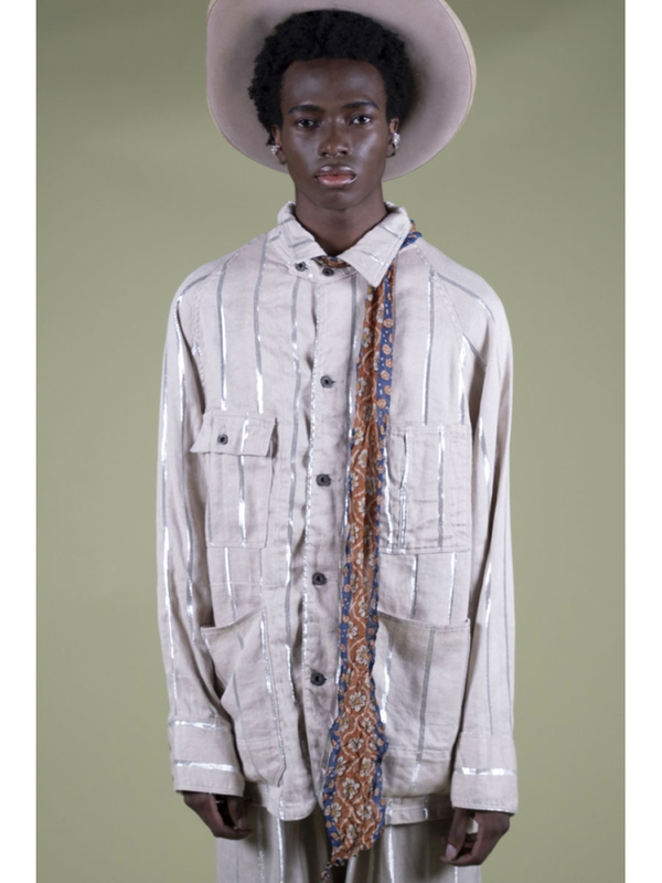Kapital Linen Glitter Phillies Stripe CACTUS Coverall Jacket